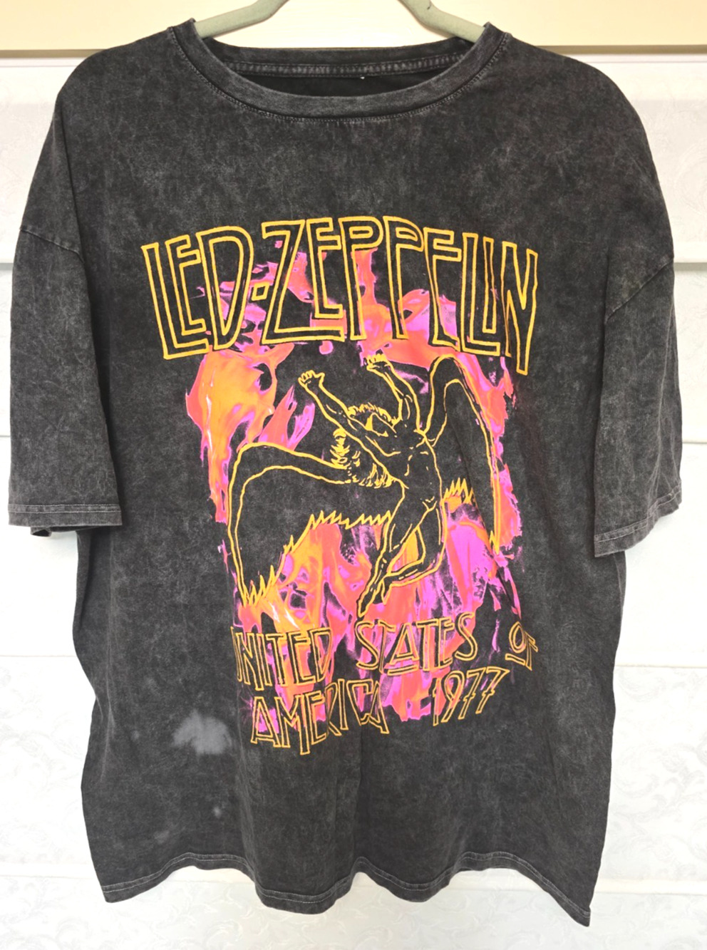Led Zeppelin Shirt Mens 2XL Black Mineral Wash 1977 USA Icarus Band Tee NWOT NEW